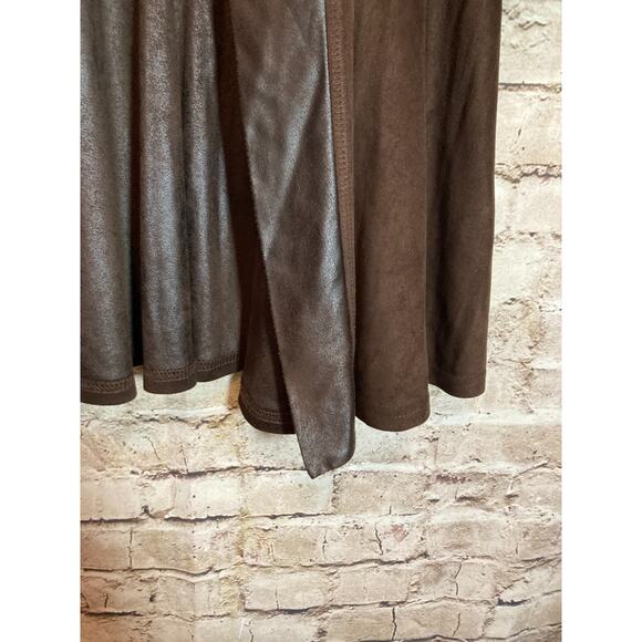 Joseph Ribkoff Top Womens 8 Dark Chocolate Faux Suede Open Front Lagenlook - Picture 6 of 13